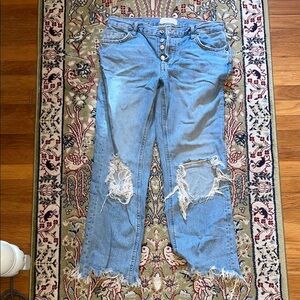 We The Free Light Blue Distressed Boyfriend Jeans